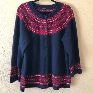 Talbots 3xp Blue and Red Cardigan Sweater